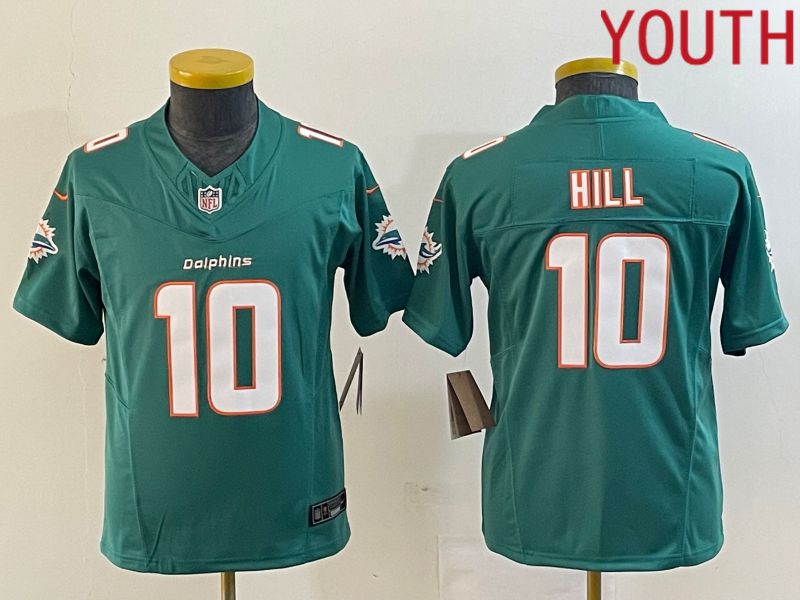 Youth Miami Dolphins 10 Hill Green Nike Vapor F.U.S.E. Limited NFL Jerseys